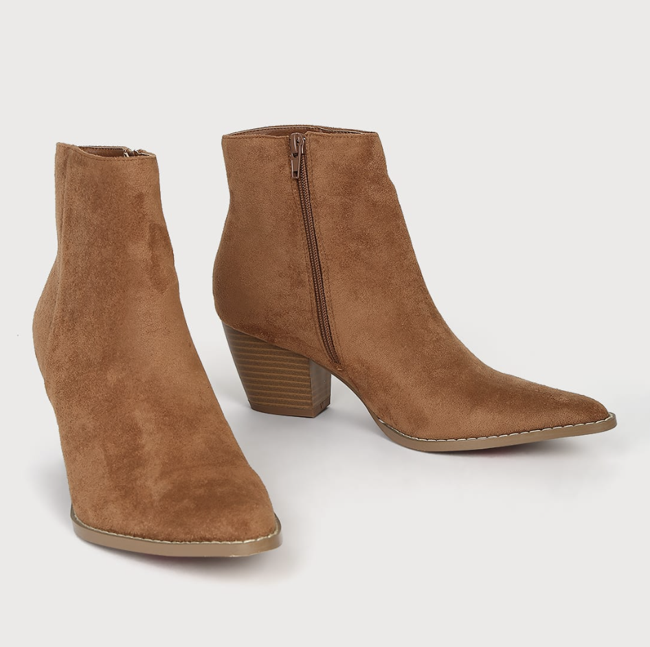 Lulus x Matisse Spirit Fawn Suede Pointed Toe Ankle Booties