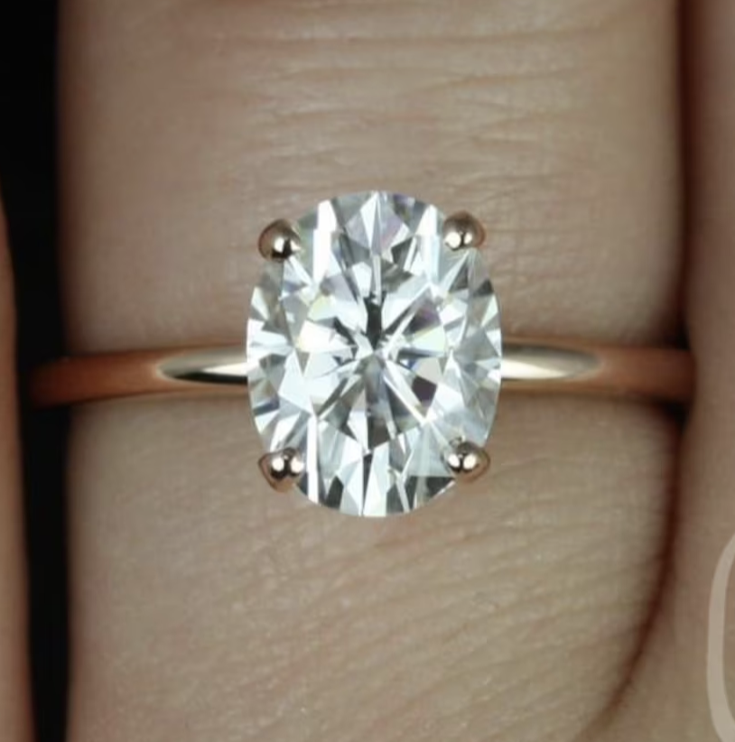 2ct Dakota 9x7mm 14kt Rose Gold Moissanite 4 Prong Dainty Minimalist Oval Engagement Ring,Minimalist Oval Solitaire Ring,Anniversary Gift