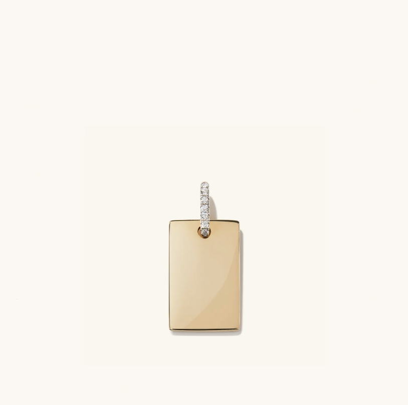 Mejuri Pavé Diamond Bail Large Tag Charm Pendant