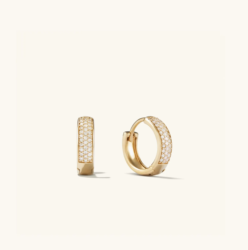 Mejuri Pavé Diamond Bold Huggie Hoops