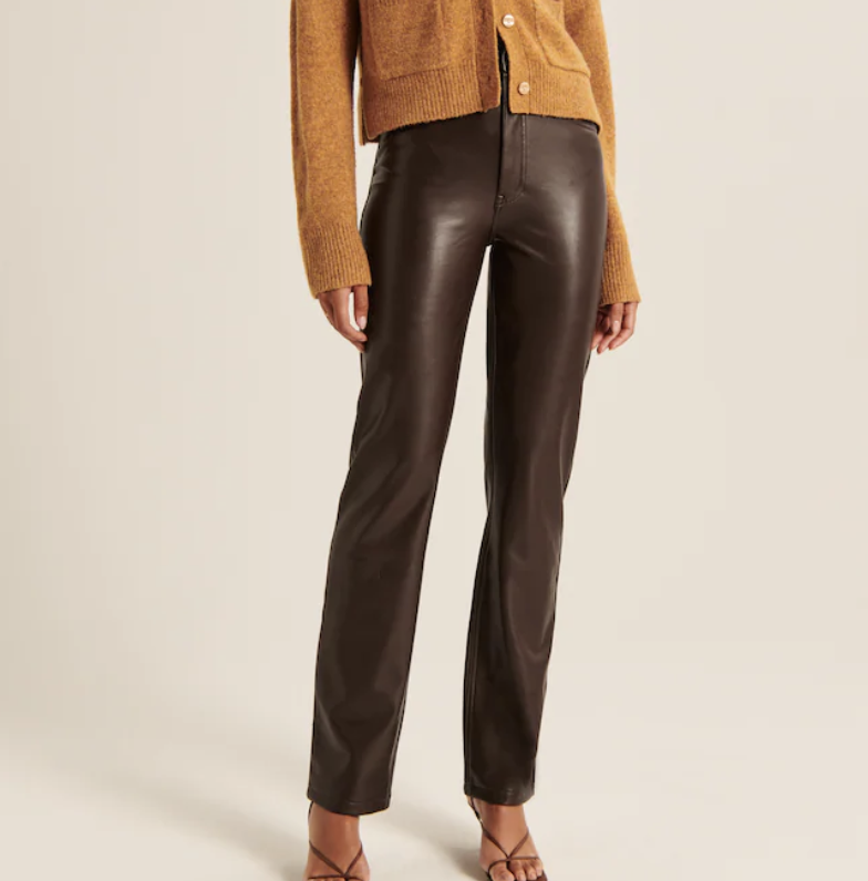 Abercrombie Women's Vegan Leather 90s Straight Pants