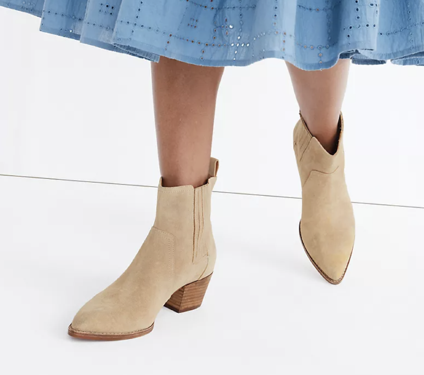 Madewell The Western Ankle Boot in Suede