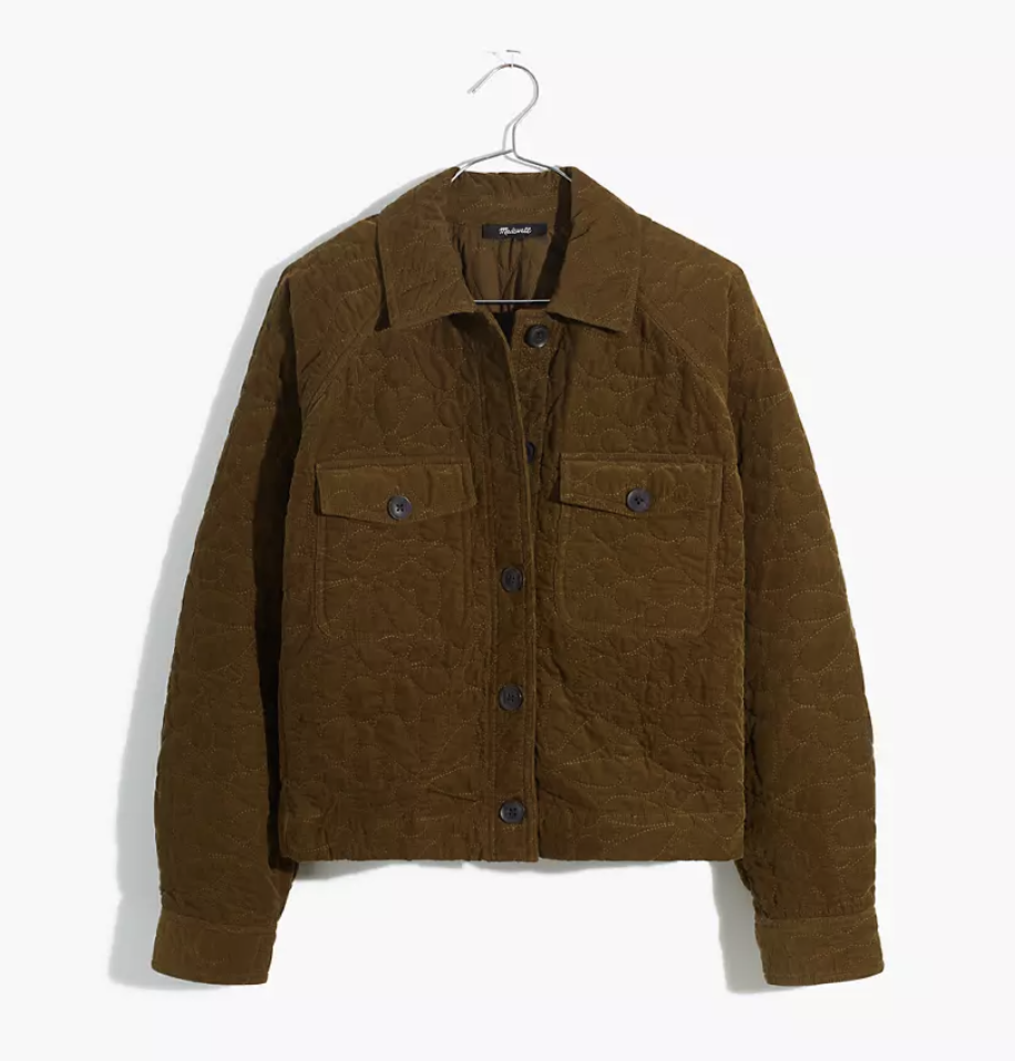 Madewell Quilted Corduroy Crop Shirt-Jacket 
