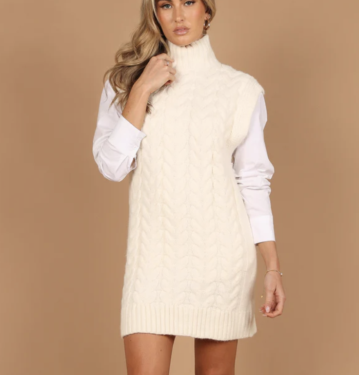 Petal &amp; Pup Cozette Turtle Neck Sleeveless Mini Knit Dress