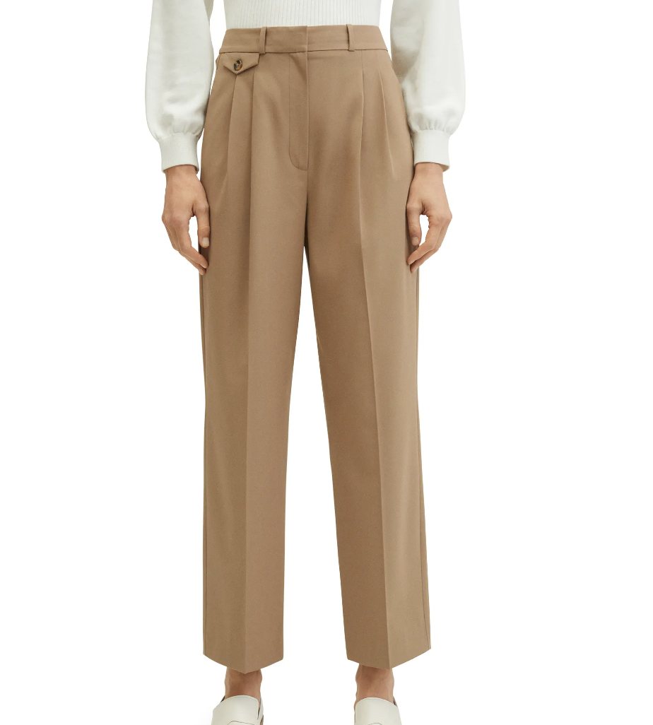 Mango Pleat Front Straight Leg Trousers