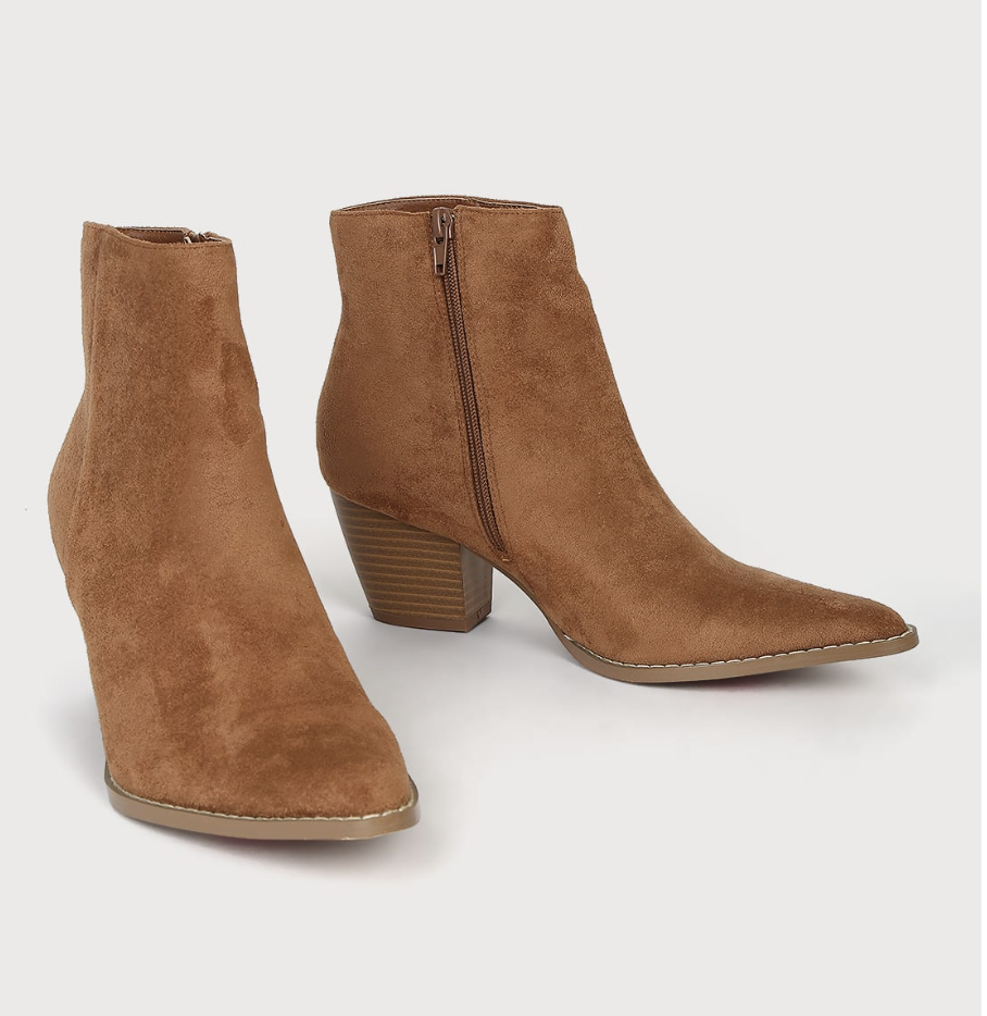 Lulus Spirit Fawn Suede Pointed Toe Ankle Booties