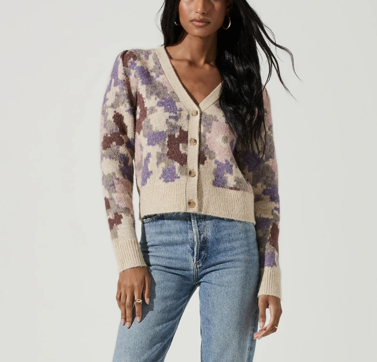 ASTR The Label Rosette Floral Cardigan