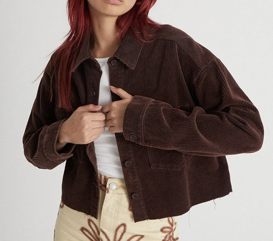 PacSun brown Corduroy Cropped Shacket