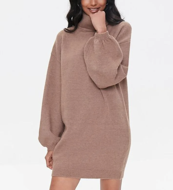 Turtleneck Mini Sweater Dress