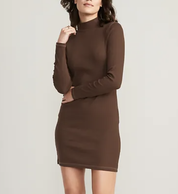 Old Navy Fitter Rib-Knit Mock-Neck Mini Dress for Women