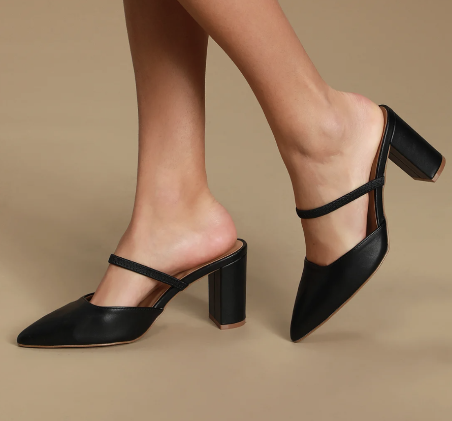 Lulus Maryna Black Pointed-Toe Mules