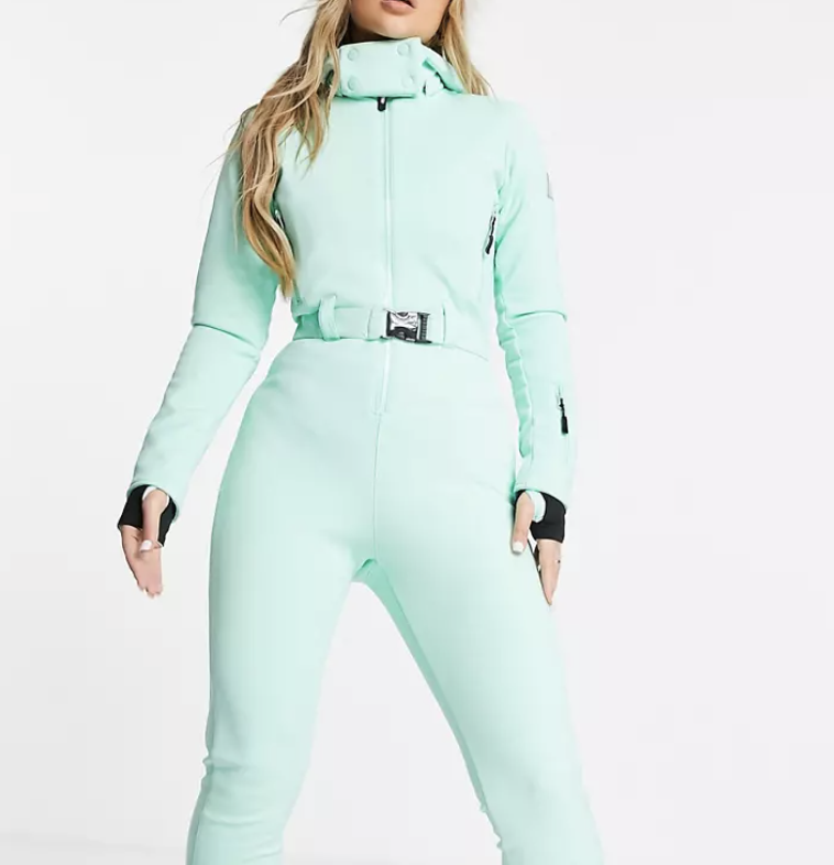 ASOS 4505 Ski Suit with Fitted Belted &amp; Fur Hood