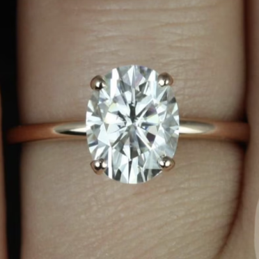 2ct Dakota 9x7mm 14kt Rose Gold Moissanite 4 Prong Dainty Minimalist Oval Engagement Ring,Minimalist Oval Solitaire Ring,Anniversary Gift