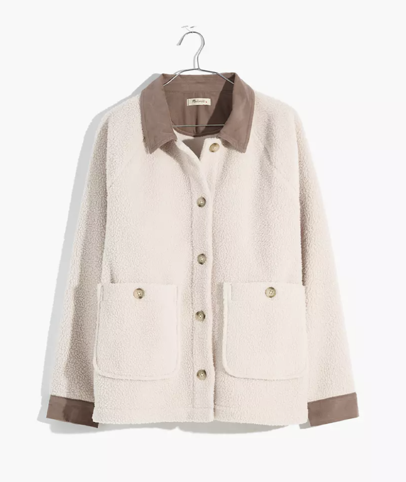 Madewell Corduroy-Trimmed (Re)sourced Sherpa Coat