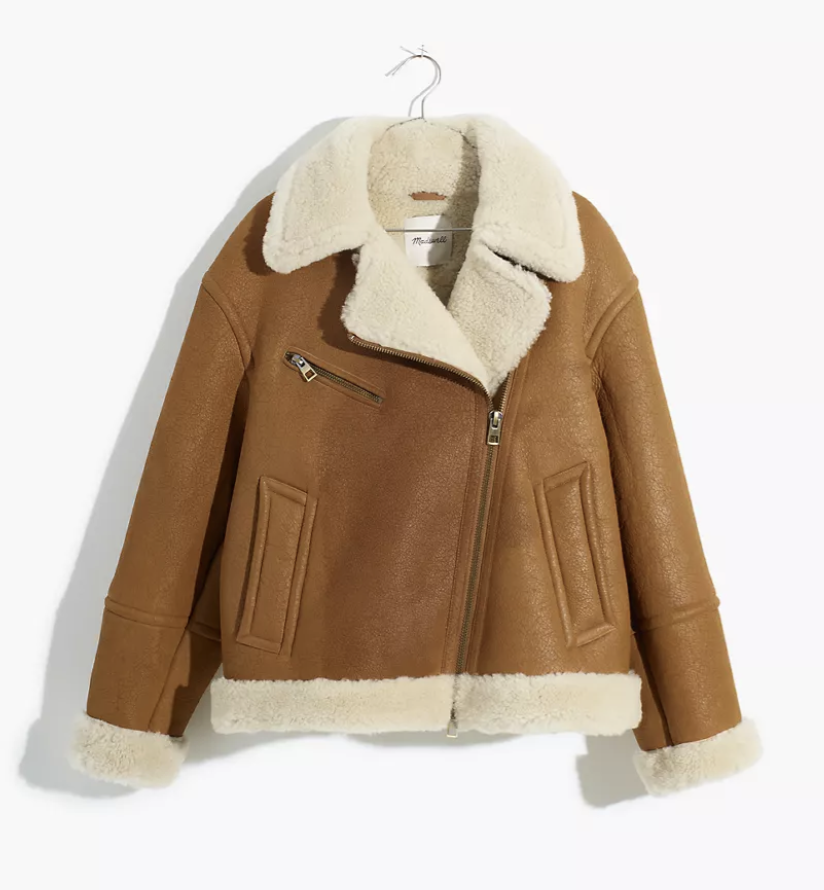 Madewell Oversized Shearling Motorcycle Jacket