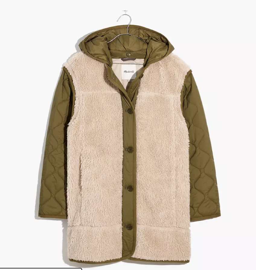Madewell Convertible Quilted Faux-Shearling Jacket