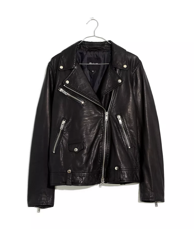 Madewell Washed Leather Oversized Motorcycle Jacket