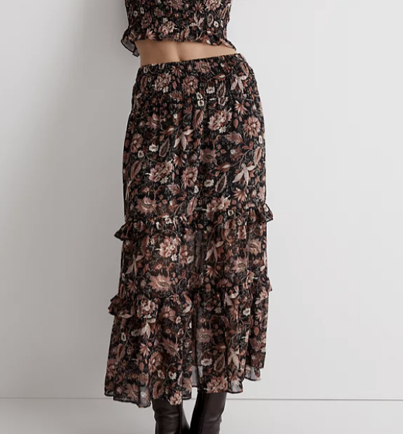 Madewell Ruffle Tiered Midi Skirt