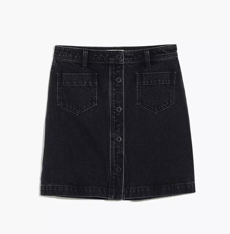 Madewell Denim High-Waist Button-Front Mini Skirt in Gilmore Wash