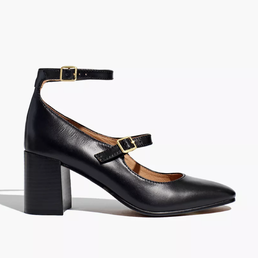 Madewell The Maddie Heeled Mary Jane in Leather