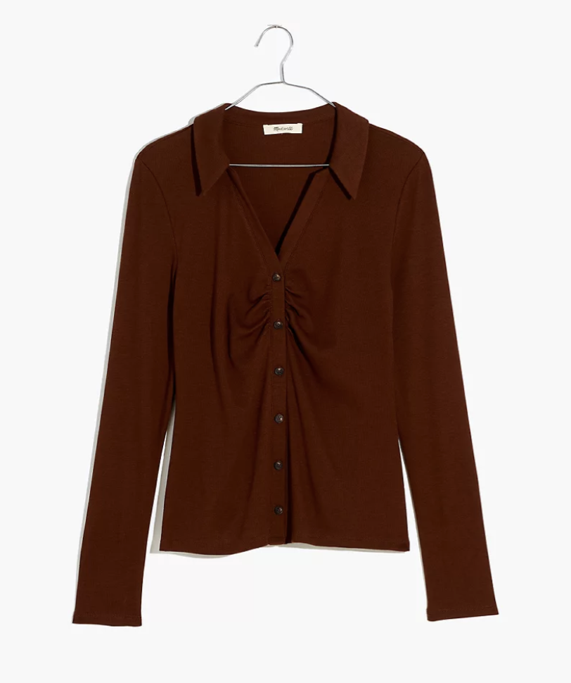 Madewell Ruched Polo Cardigan