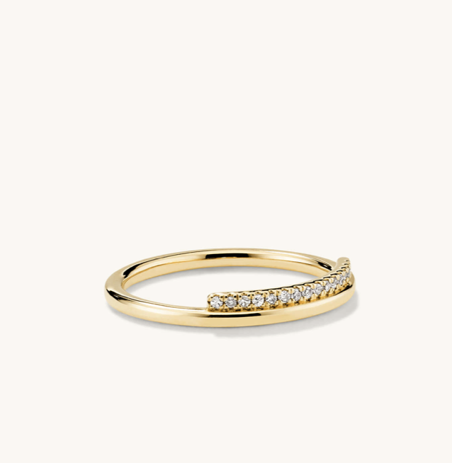 Pave Diamond Bar Stacker Ring