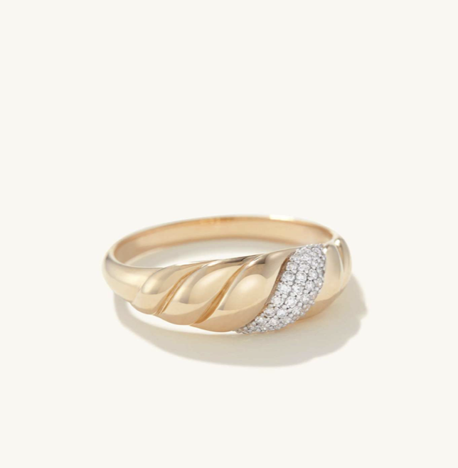Pave Diamond Croissant Dome Ring