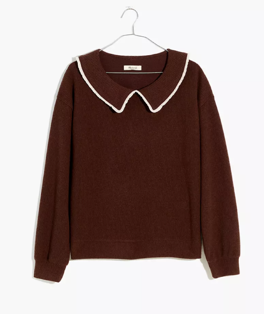Madewell Ruffle-Collared Long-Sleeve Top