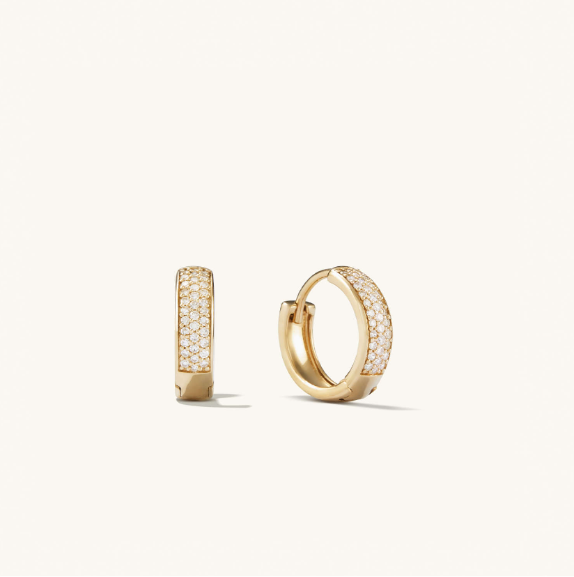 Mejuri Pave Diamond Bold Huggie Hoops