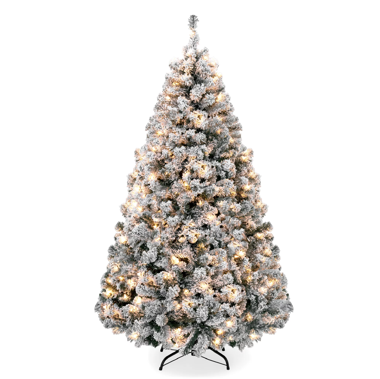 Walmart Best Choice Products 6ft Pre-Lit Holiday Christmas Pine Tree w/ Snow Flocked Branches, 250 Warm White Lights
