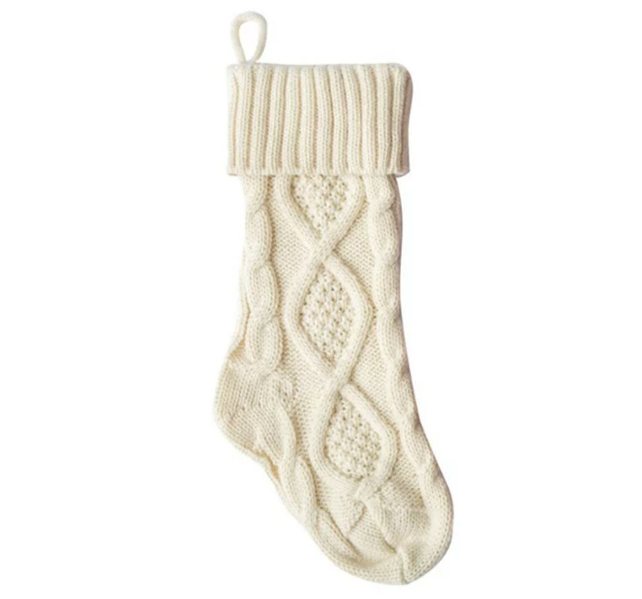 Walmart 14.57'' Christmas Stockings, Personalized Cozy Cable Knit Hanging Stocking Christmas Gift Bag for Indoor Christmas Decor in White