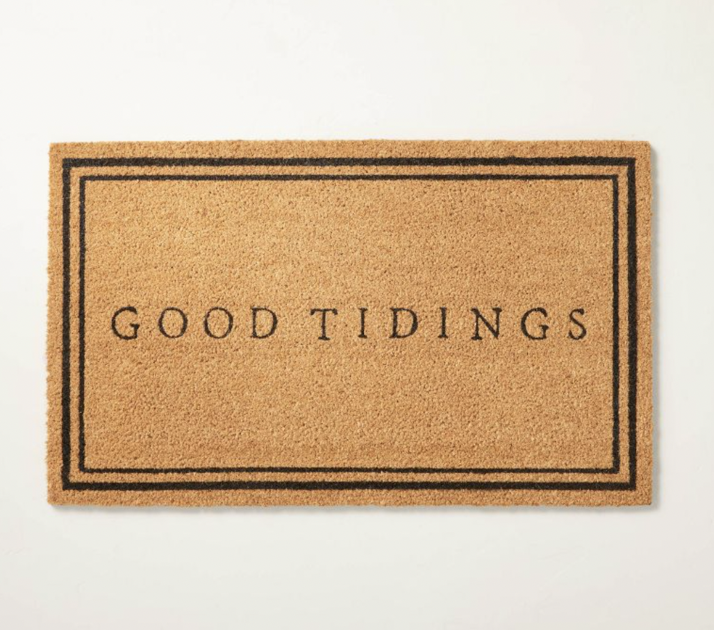 Target Good Tidings Bordered Rectangular Outdoor Doormat Black/Tan - Hearth &amp; Hand™ with Magnolia