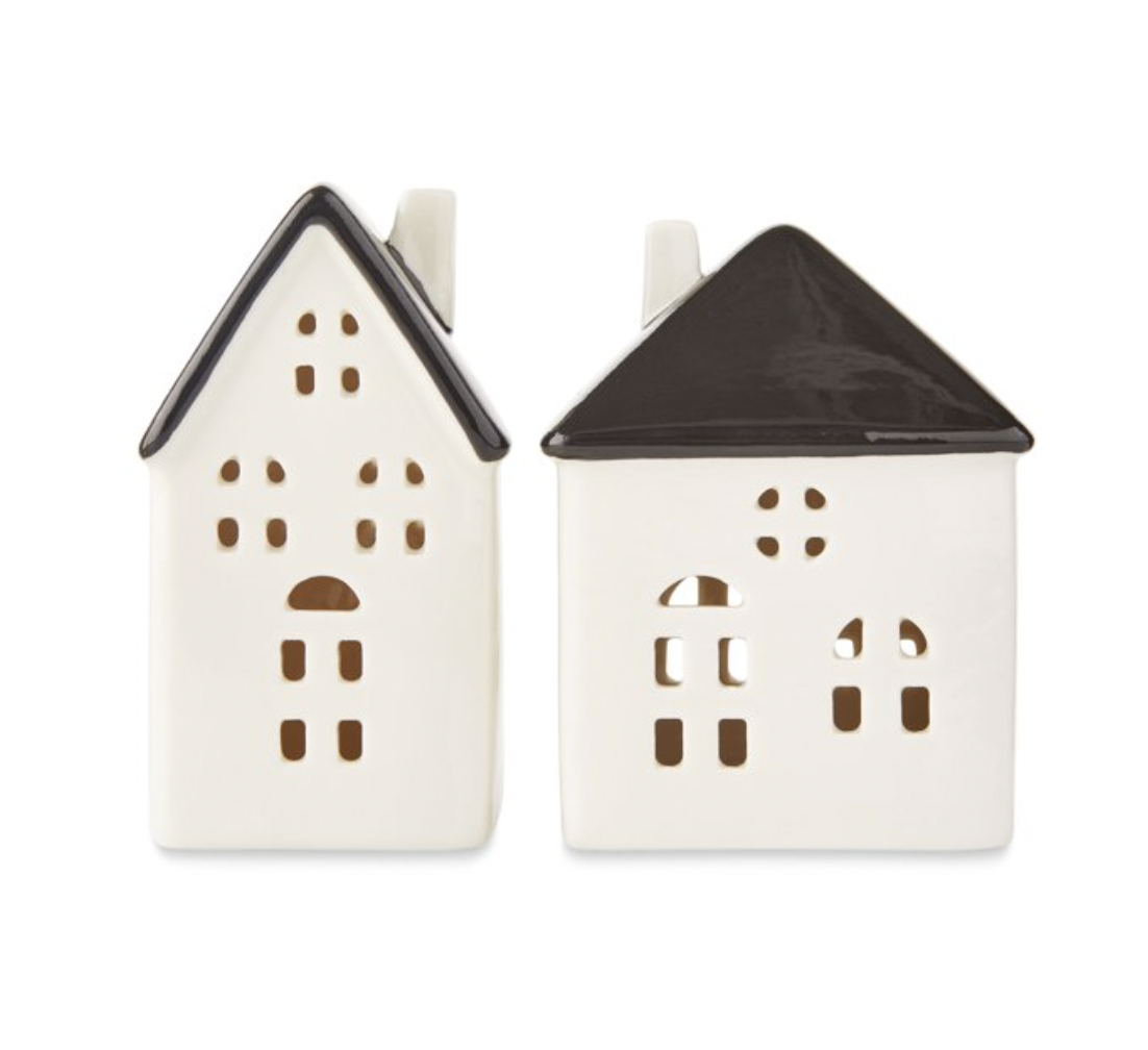Walmart Holiday Time White House Black Roof Tabletop Christmas Decorations, 2 Pack