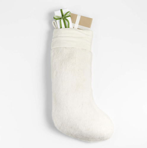 Crate and Barrel Personalized Caramel Faux Fur Christmas Stocking