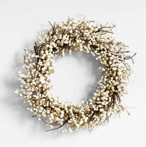 Crate and Barrel  White Ilex Berry Wreath 30"