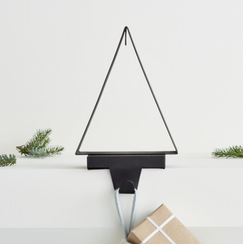 Crate and Barrel Chalet Zinc Christmas Tree Ornament Stocking Holder