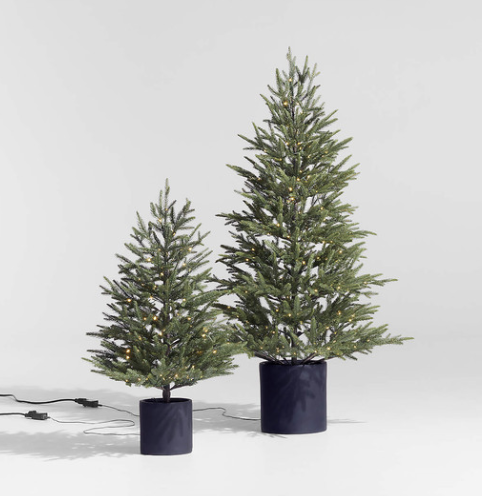 Crate and Barrel Faux Potted Norway Spruce Pre-Lit LED Tree with White Lights 5'