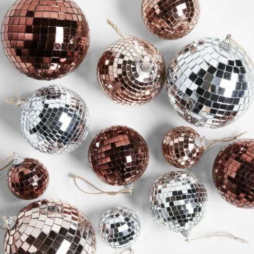 Crate and Barrel Stevey Disco Ball Christmas Tree Ornaments by Leanne Ford, Set of 12