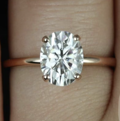 2ct Dakota 9x7mm 14kt Rose Gold Moissanite 4 Prong Dainty Minimalist Oval Engagement Ring,Minimalist Oval Solitaire Ring,Anniversary Gift