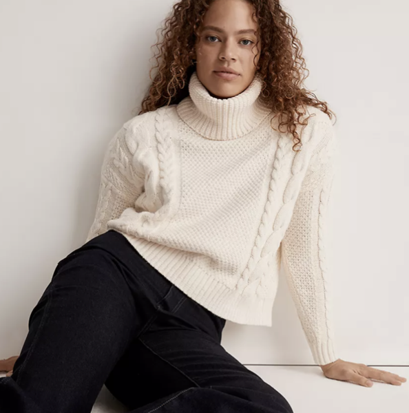 Madewell Cable Turtleneck Sweater