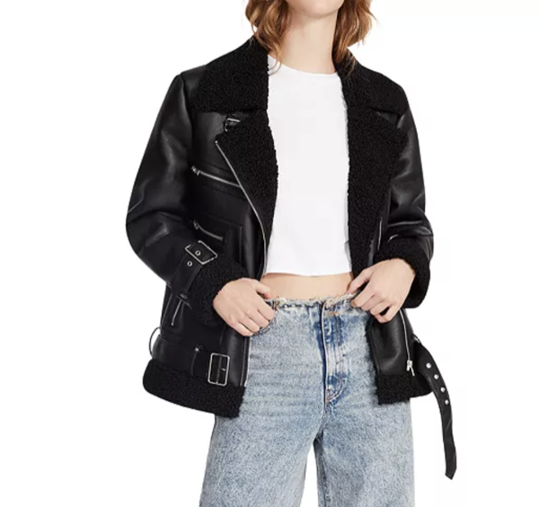 Bloomingdale's Steve Madden Quinn Sherpa Lined Faux Leather Moto Jacket