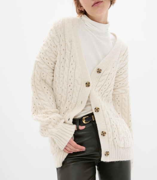 Gap Recycled Cable-Knit Pointelle Cardigan