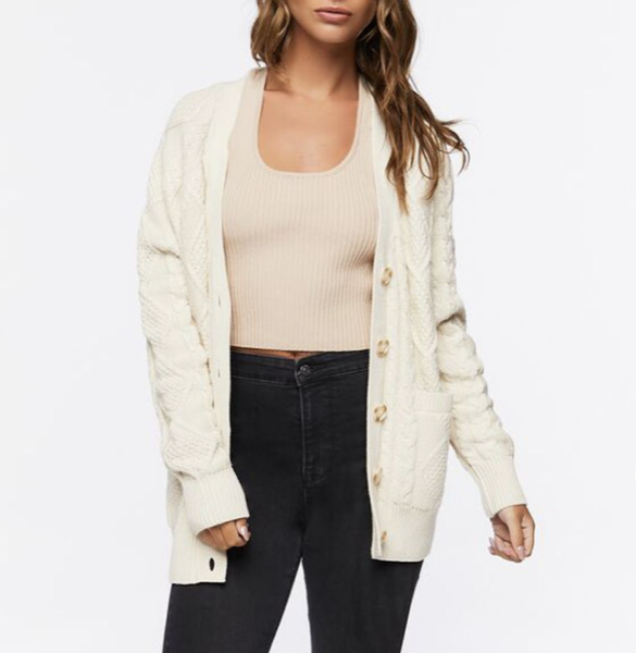 Forever 21 Cable Knit Cardigan Sweater