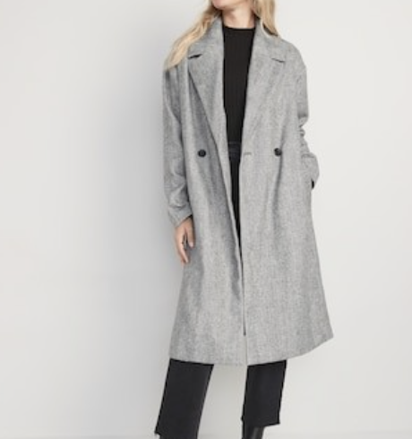 Old Navy Long Slouchy Double-Breasted Coat for Women