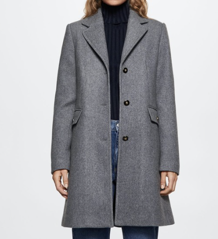 MANGO Buttoned Wool Coat
