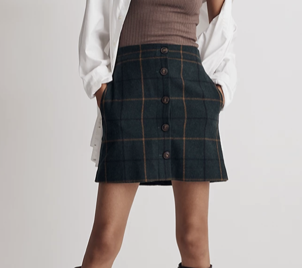 Madewell Wool Button-Front Mini Skirt
