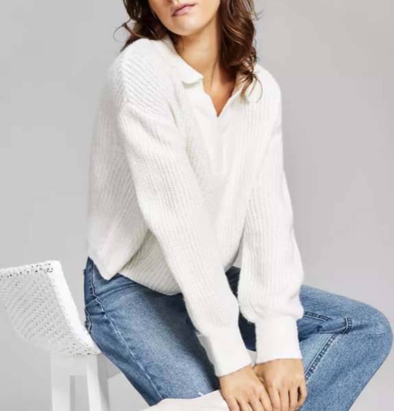 Macy's And Now This Women's Collared Drop-Shoulder Sweater