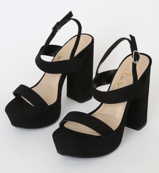 Lulus Acee Black Suede Platform Heels