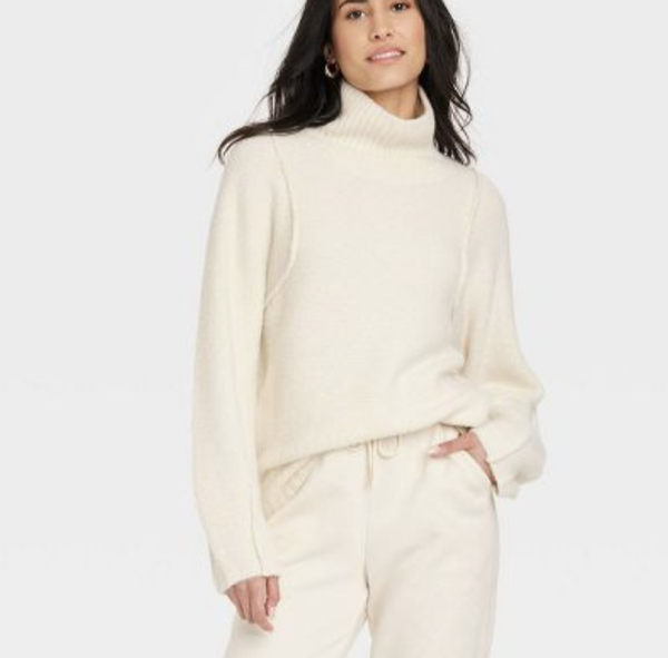Target Women's Mock neck Turtleneck Seam Front Pullover Sweater