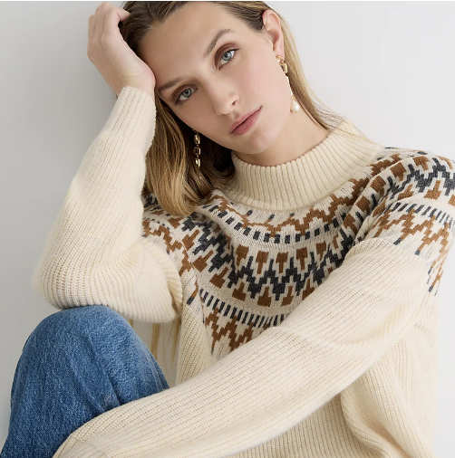 J. Crew Fair Isle Mockneck Pullover Sweater
